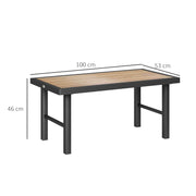 Metal Rectangular Garden Coffee Table with Woodgrain SPC Tabletop for Outdoors 100cm Brown by Outsunny