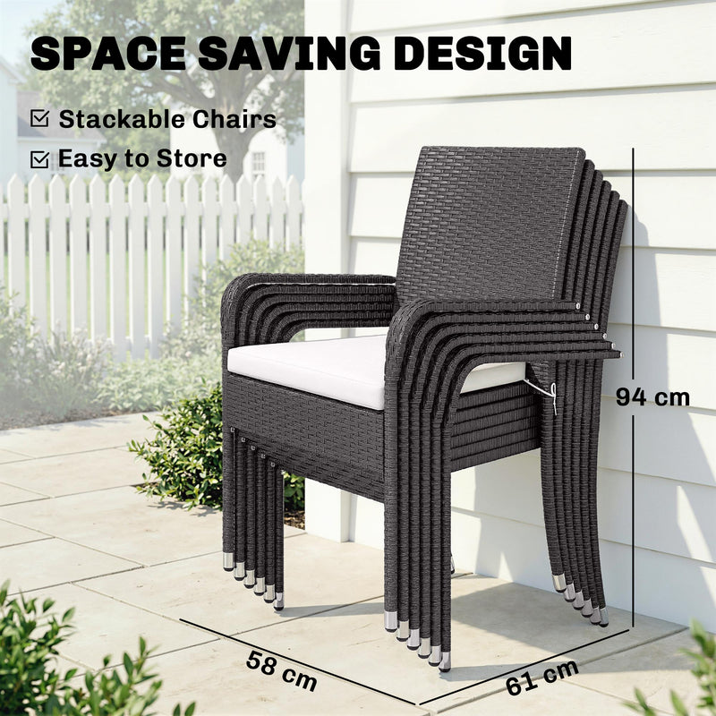 7 Piece Garden Dining Set with Extendable Table and Stackable Chairs for Flexible Outdoor Seating