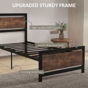 Single Metal Bed Frame with Headboard Footboard and Underbed Storage for Adults Bedroom