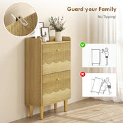 Slim Shoe Cabinet for Narrow Hallways with Adjustable Shelves and Top Storage Oak AOSOM