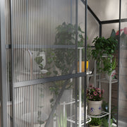 Walk In Polycarbonate Greenhouse With Sliding Door and Rain Gutter For Garden Use Dark Grey