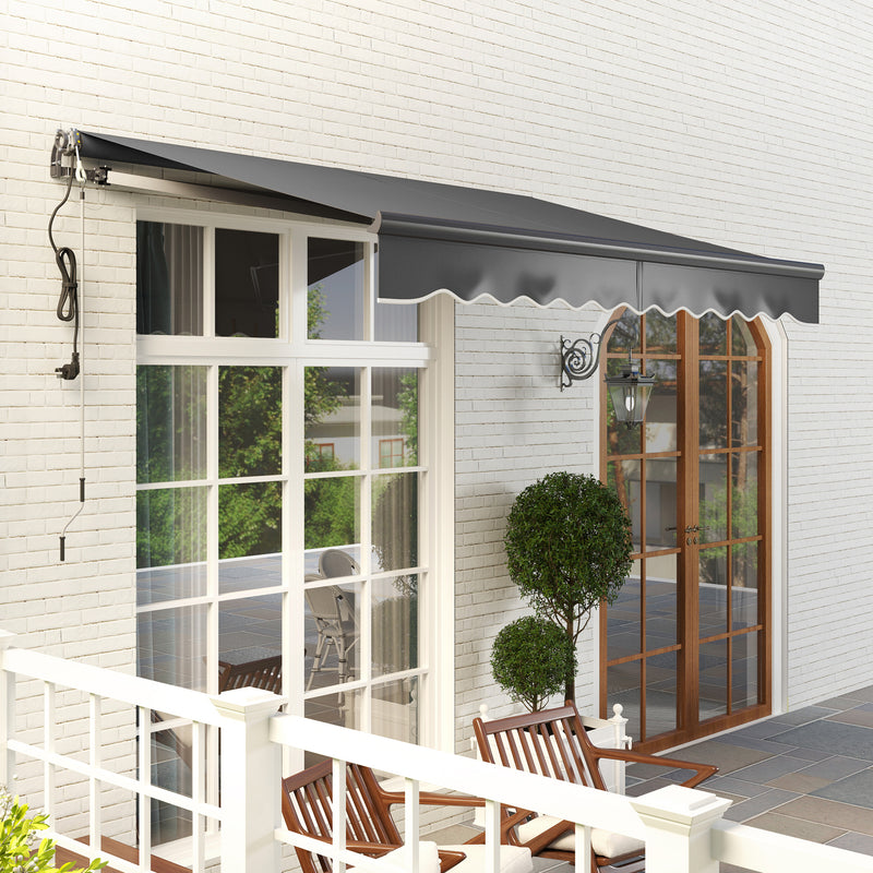 Dark Grey 3 x 2.5m Electric Retractable Awning with Remote Control UV30+ Sun Shade by Outsunny