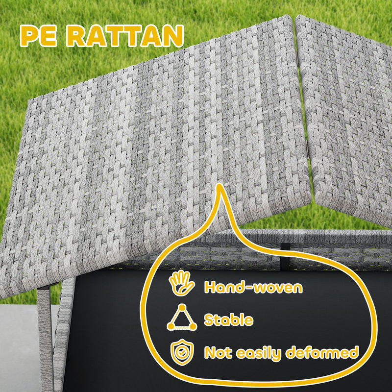 Extendable Elevated Rattan Dog Bed With Water Resistant Roof and Cushion Charcoal Grey by PawHut