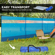 Camping Windbreaker With Clear Windows And Steel Poles For Beach And Caravan Use Blue AOSOM