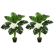 2 Pack Artificial Monstera Plants With Pots For Indoor Or Outdoor Decor 85cm Green