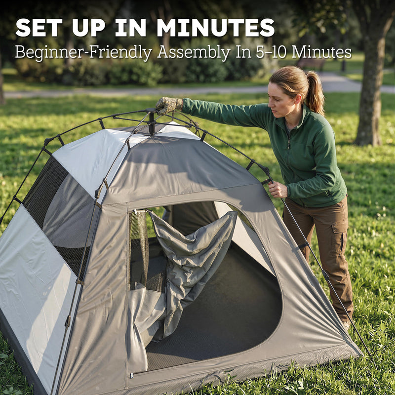 Waterproof 2 Person Camping Tent with Easy Setup and Spacious Interior Dark Grey Red