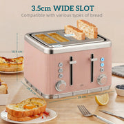 Kettle and Toaster Set for Fast Family Breakfasts and Tea Breaks Pink AOSOM