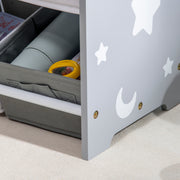 3 Piece Kids Bedroom Furniture Set with Bed Toy Box and Storage Baskets Grey AOSOM