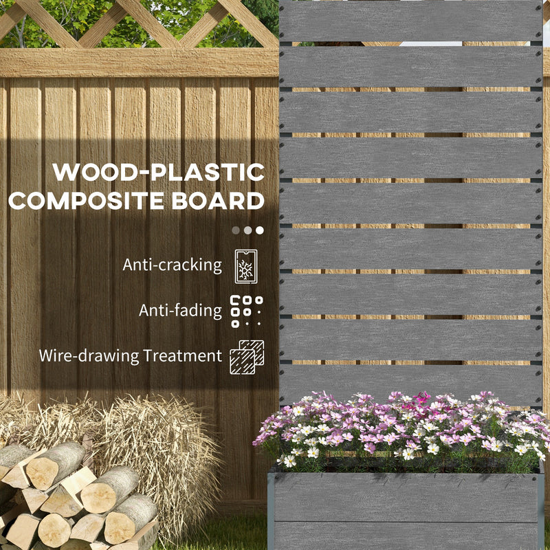 Grey Garden Planter Box with Back Trellis for Climbing Plants Outdoor Patio Display