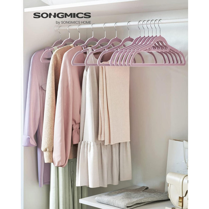 Non-Slip Velvet Coat Hangers, Pale Purple (20-Pack) Songmics