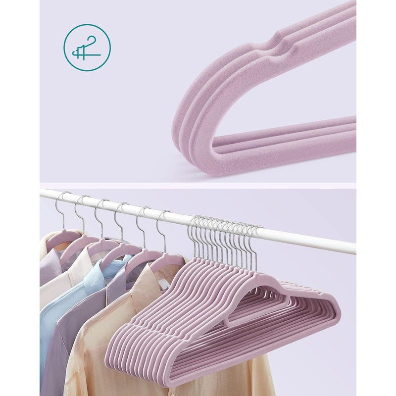 Non-Slip Velvet Coat Hangers, Pale Purple (20-Pack) Songmics