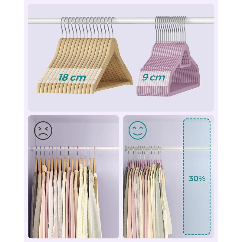 Non-Slip Velvet Coat Hangers, Pale Purple (20-Pack) Songmics