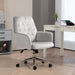 Image of a Vinsetto velvet grey office chair with wheels.