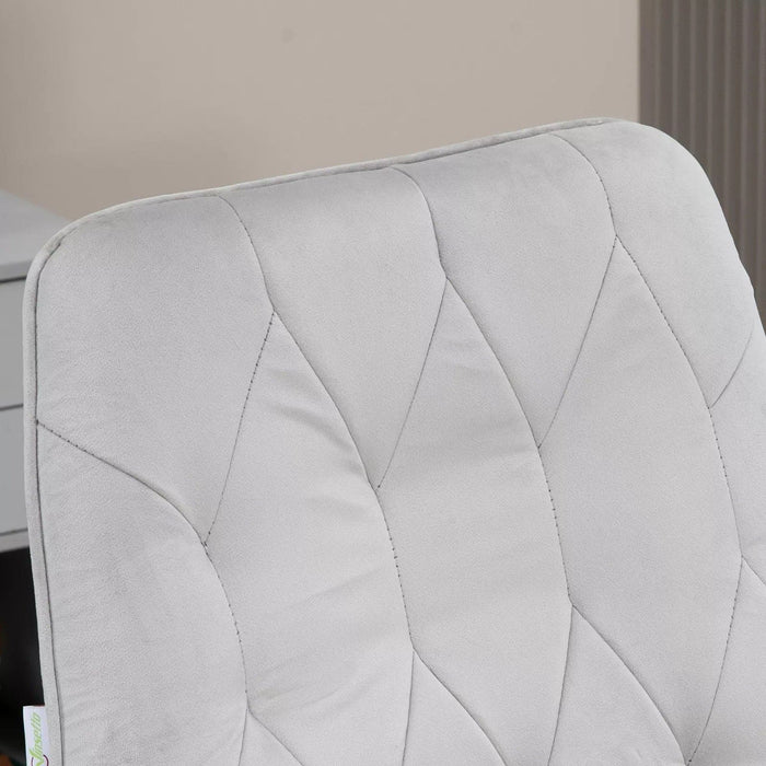 Image of a Vinsetto velvet grey office chair with wheels.