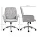 Image of a Vinsetto velvet grey office chair with wheels.