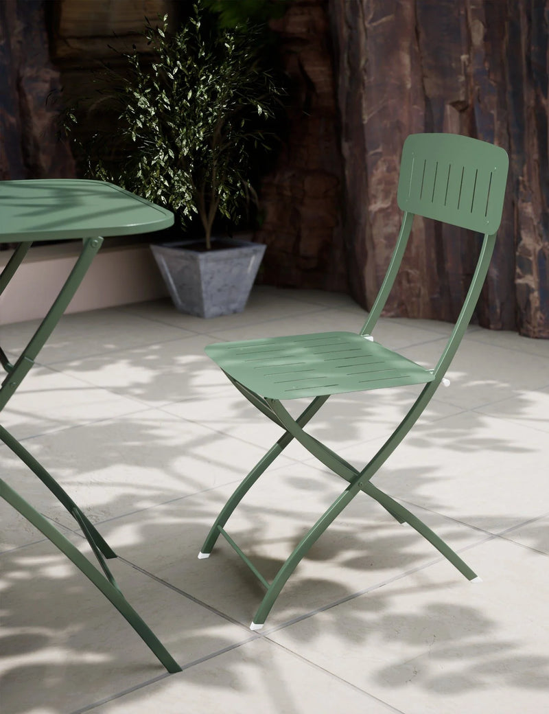 Venice 2 Seater Folding Garden Bistro Set, Moss Green