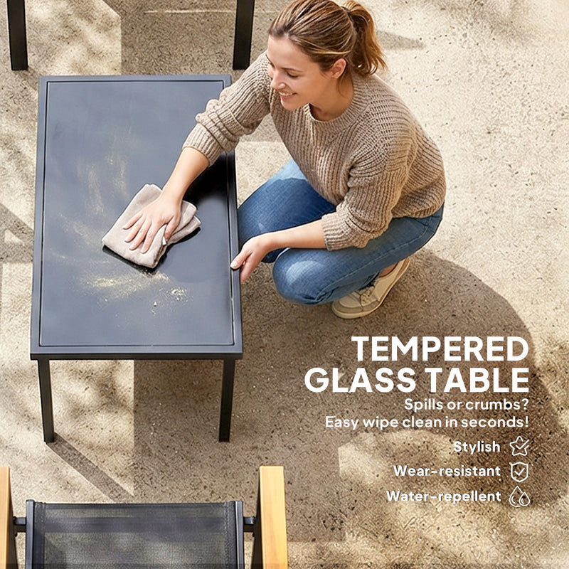 Garden Sofa Set for 4 with Table and Weather-Resistant Frame Black