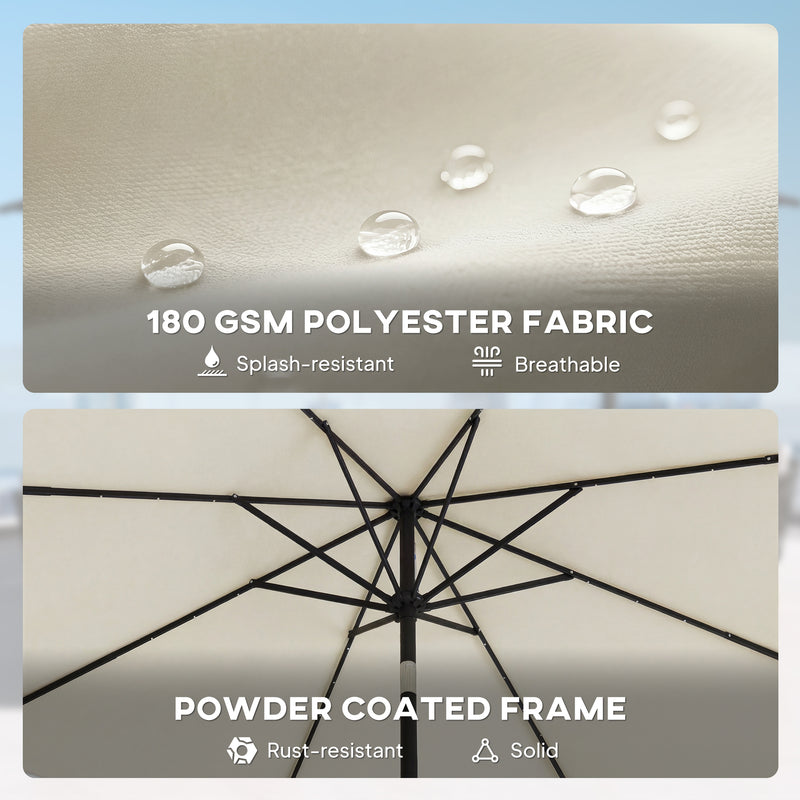 Garden Parasol with Lights and UPF30+ Adjustable Shade for Day and Night Use