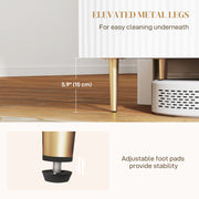 White Sideboard Buffet Cabinet with Adjustable Shelves and Gold Metal Legs for Kitchen or Hallway by HOMCOM