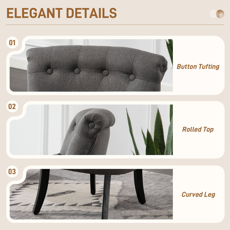 Charcoal Grey Upholstered Single Accent Chair with Cushion and Solid Wood Legs for Living Room