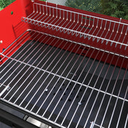 Red Charcoal BBQ Grill with Adjustable Grate Height for Outdoor Cooking