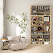Tall CD Storage Cabinet with Adjustable Shelves for Home or Office Use Oak Tone