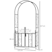 Black Metal Garden Arch With Double Gates for Climbing Plants and Weddings by Outsunny