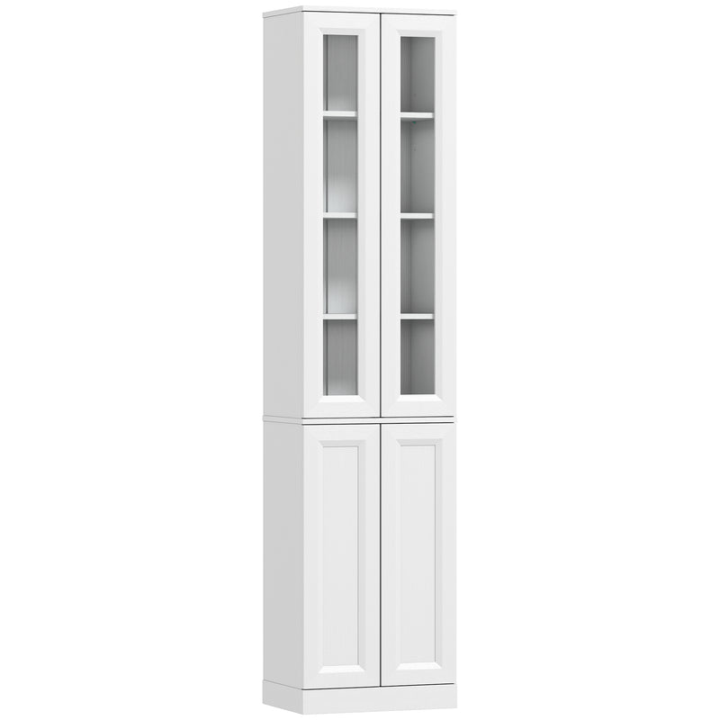 Bathroom Floor Cabinet Slim Storage for Small Spaces with Adjustable Shelf White