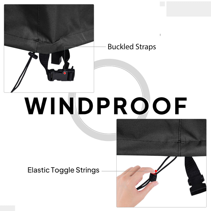 Black Waterproof Round Garden Furniture Cover 600D Oxford 193 x 80 cm by Outsunny