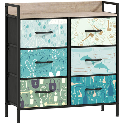 6 Drawer Chest of Drawers with Spacious Storage for Bedroom or Living Room Blue