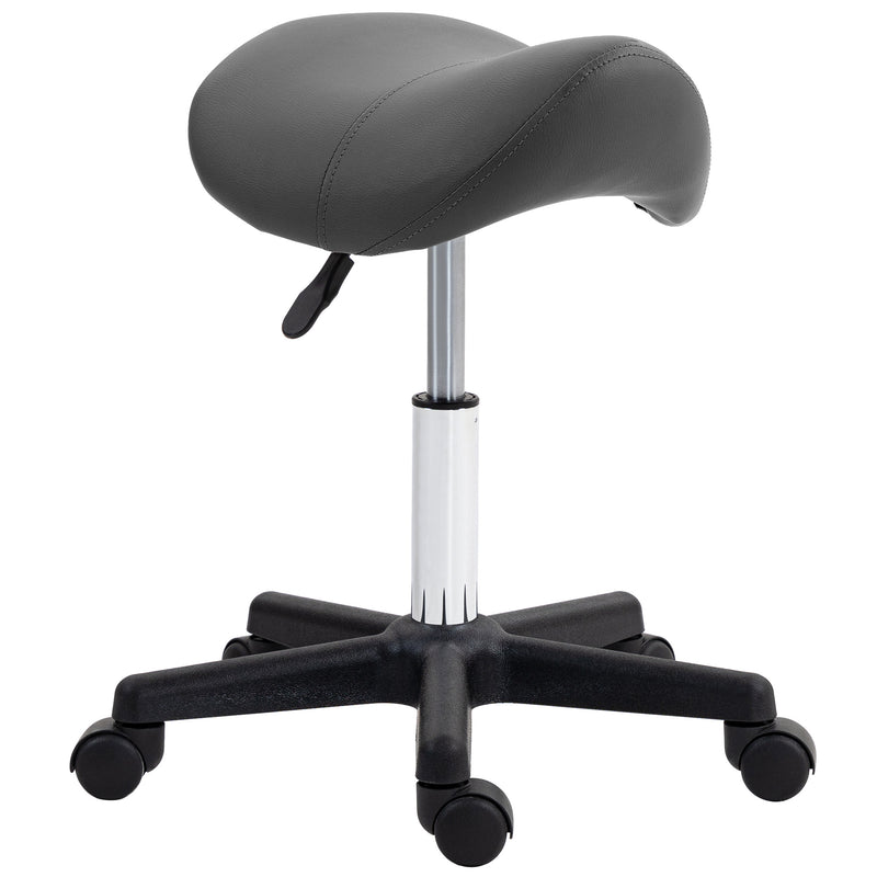Adjustable Saddle Stool With Wheels For Salon Spa Massage Or Tattoo Use Grey