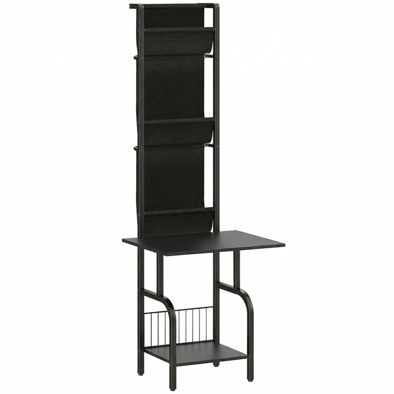 Tall Media Stand for Organising Vinyl Records and CDs with Space Saving Vertical Design Black Homcom