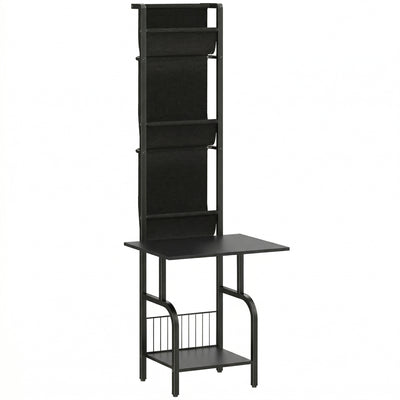 Tall Media Stand for Organising Vinyl Records and CDs with Space Saving Vertical Design Black Homcom