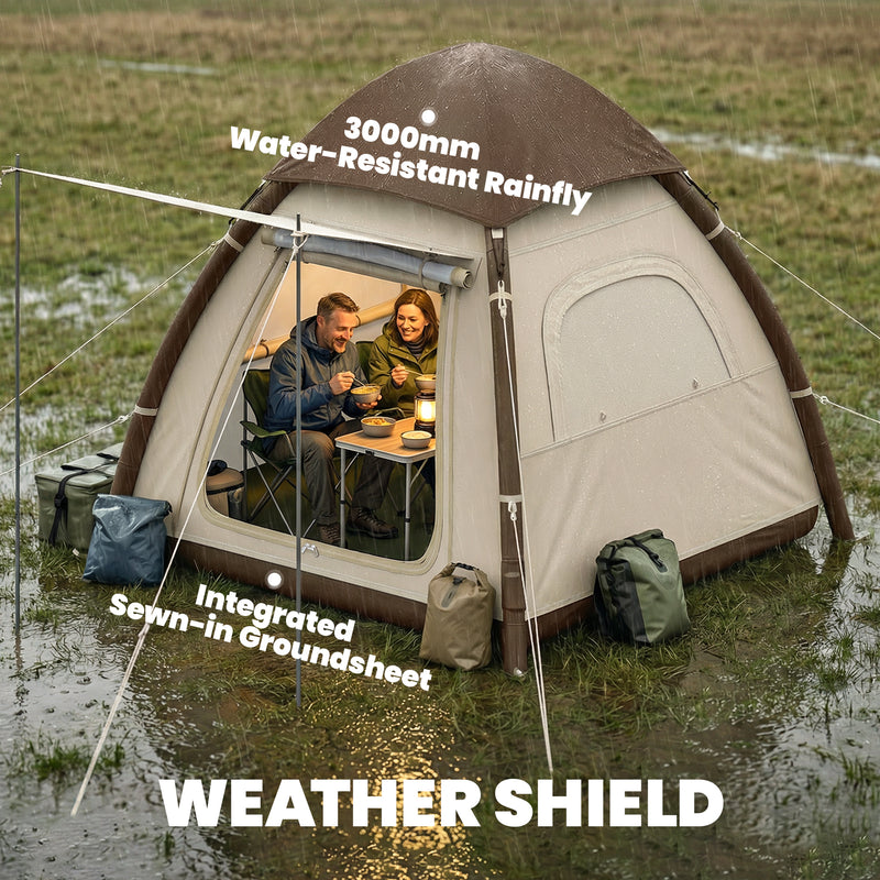 Inflatable Camping Tent With Fast Setup and Standing Height for Comfortable Shelter Cream White