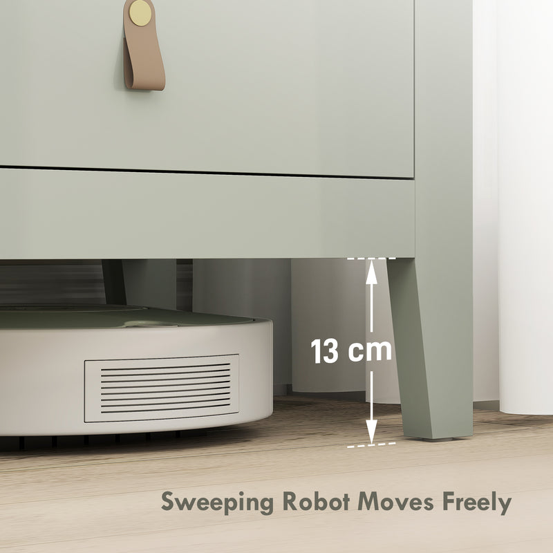 Modern 4 Drawer Chest of Drawers with PU Leather Handles for Bedroom or Hallway, Green