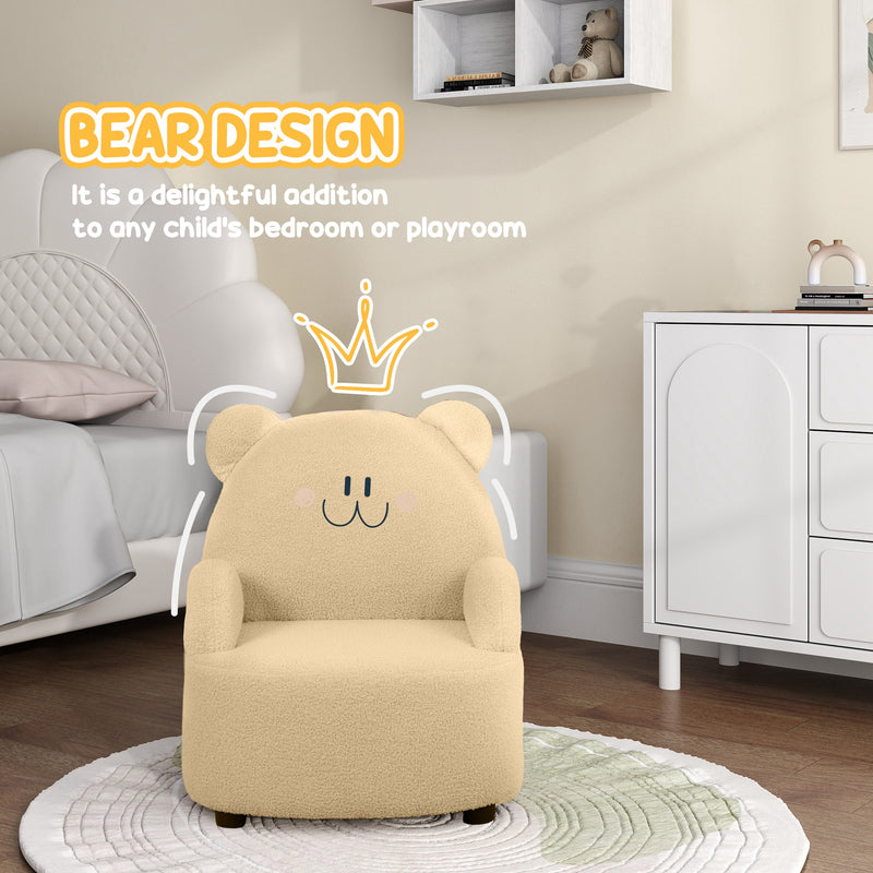 Bear Shaped Toddler Armchair for Bedroom or Playroom Ages 18 Months to 3 Years, Khaki