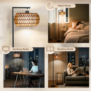 Boho Style Dimmable Floor Lamp with Adjustable Brightness for Living Room Black AOSOM