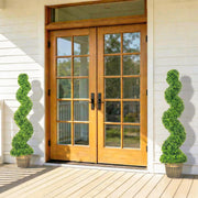 Artificial Spiral Boxwood Trees Set of 2 for Easy Care Indoor or Outdoor Greenery Green AOSOM