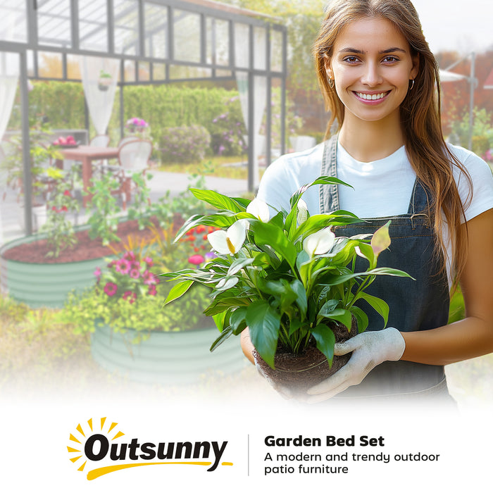 Set of Two Green Steel Garden Planters 181 x 93cm by Outsunny
