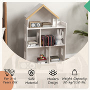 Three Tier Toy Storage Shelf with Six Cubes for Kids Playroom or Bedroom, White