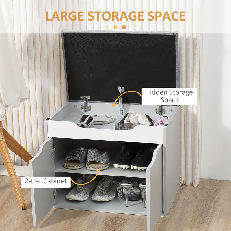 Shoe Storage Bench For Hallway With Padded Seat And Adjustable Shelf, Grey Homcom