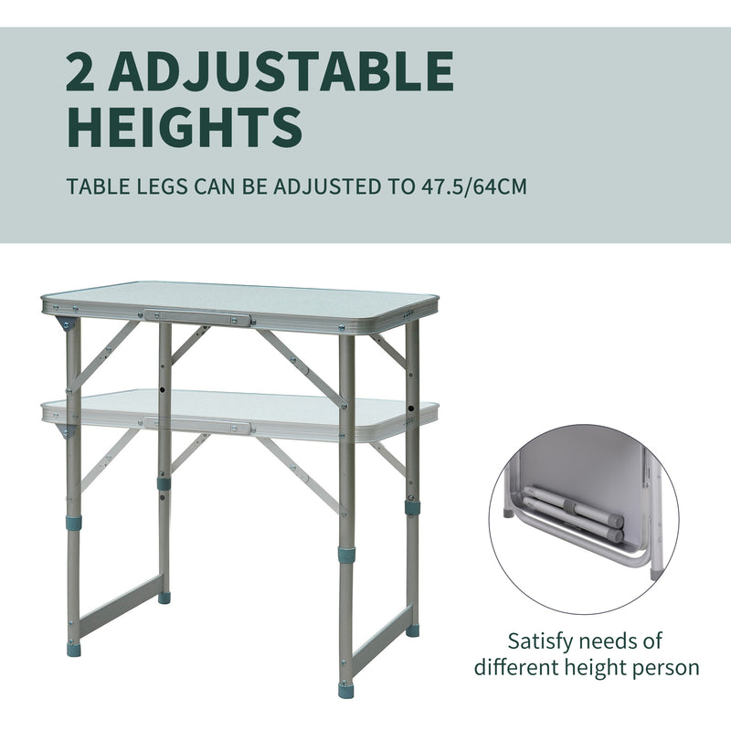 Folding Picnic Table with Adjustable Height for Outdoor Snacks and Drinks Silver