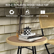 Natural Rattan Outdoor Side Table With Wood Finish Ideal For Garden Or Patio Use