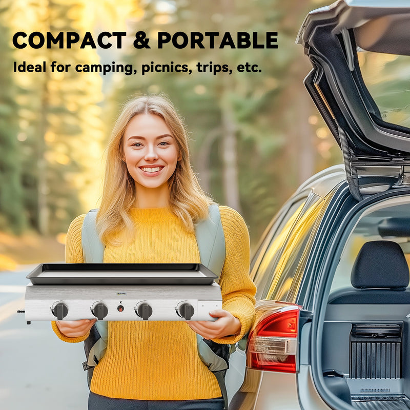 Four Burner Portable Gas Grill for Outdoor Cooking by Outsunny