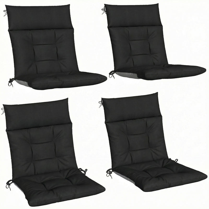 Garden Chair Cushion Set of 4 for Outdoor Comfort Water-Repellent and UV Resistant Black Outsunny