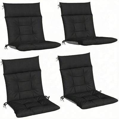 Garden Chair Cushion Set of 4 for Outdoor Comfort Water-Repellent and UV Resistant Black Outsunny