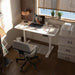 Image of a Vinsetto Height Adjustable Office Desk With a White Tabletop and White Metal Frame and Legs