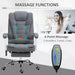 Image of a Light Grey Linen Vinsetto 6 Point Heated Massage Office Chair With Footrest, Swivel Wheels, Reclining Backrest, Padded Arms. Suitable For Home Office and Office
