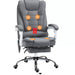 Image of a Light Grey Linen Vinsetto 6 Point Heated Massage Office Chair With Footrest, Swivel Wheels, Reclining Backrest, Padded Arms. Suitable For Home Office and Office