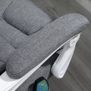 Image of a Light Grey Linen Vinsetto 6 Point Heated Massage Office Chair With Footrest, Swivel Wheels, Reclining Backrest, Padded Arms. Suitable For Home Office and Office
